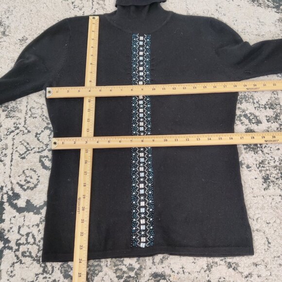 Scriba Women's Sweater Size L Black Blue Beads Warm Viscose Angora Rabbit Hair - Picture 5 of 7